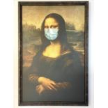 AFTER LEONARDO DIVINCI, MONA LISA “WITH MASK”, print on board, framed, 120cm x 80cm.