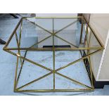 COCKTAIL TABLE, 1970's French style, gilt metal and glass, 80cm x 80cm x 51cm.
