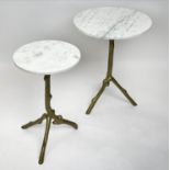 MARTINI TABLES, a graduated pair, 1960's French style, naturalistic branch form gilt metal bases