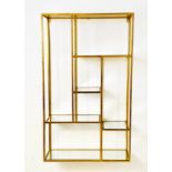 WALL MOUNTING ÉTAGÈRE, 1960s French style, gilt metal and Mirrored glass 100cm x 60cm x 20cm.