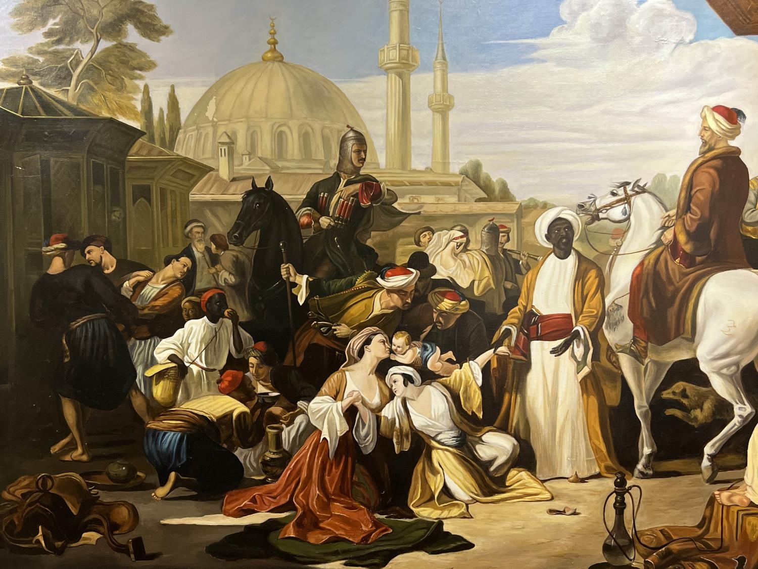 AFTER SIR WILLIAM ALLAN (Scottish 1782-1850), 'Market Scene, Constantinople', oil on canvas, 197cm x - Image 3 of 4