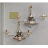 DONGHIA LUNA MURANO GLASS WALL LIGHTS, a pair, each two branch, in gold dust finish, 55cm x 20cm x