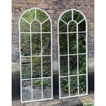 ARCHITECTURAL GARDEN WALL MIRRORS, a pair, Regency style, white painted frames, 170cm x 60cm. (2)