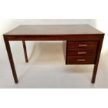 P S HEGGEN OF NORWAY DESK, 1970s with parquetry squared top above three drawers, 120cm W x 70cm D