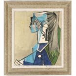 PABLO PICASSO, Sylvette, off set lithograph, vintage French frame, 52cm x 45cm