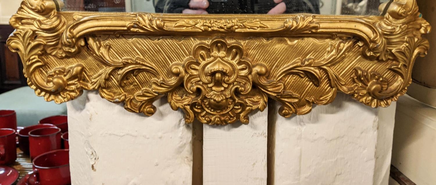 GILT METAL WALL MIRROR, baroque style, 99cm H x 45cm W. - Image 2 of 3