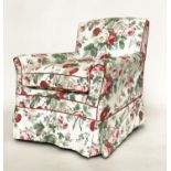 ARMCHAIR, early 20th century Howard style with Colefax & Fowler summer rose chintz loose covers,