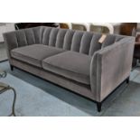 BESPOKE SOFA LONDON SOFA, dark grey velvet upholstered, 210cm x 90cm x 76cm.