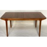 MCINTOSH EXTENDING DINING TABLE, 1970's teak rounded rectangular with two integral foldout leaves