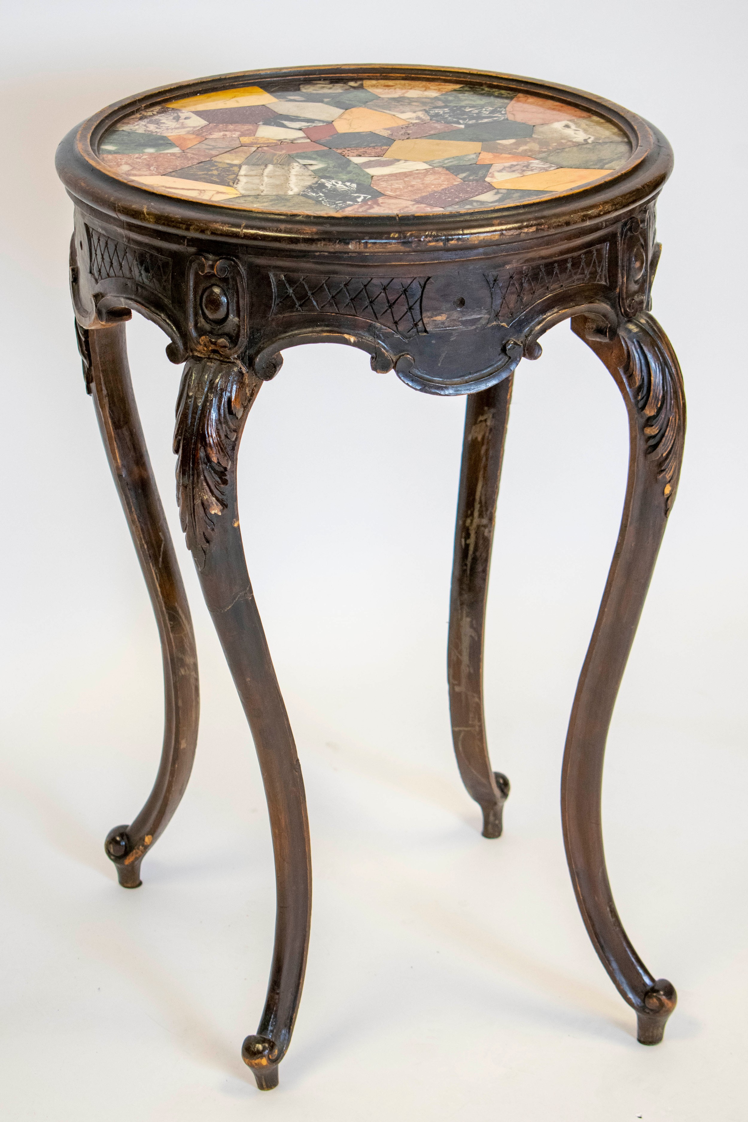 SPECIMEN MARBLE TABLE, 77cm H x 50cm D, 19th century French with circular top.