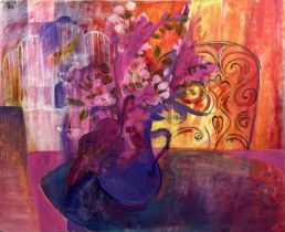 MARILO CARRAL (born Mexico city 1961) 'Bouquets De Jardin', oil on canvas, 100cm x 120cm, signed and