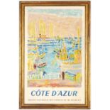 JULES CAVAILLES, Cote D'Azur SNCF, original lithographic poster on linen, 1953 French Riviera,