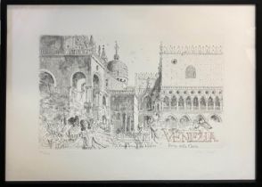 JOHN WARD CBE RA (1917-2007), 'Venezia', engraving, 35cm x 55cm, signed in pencil, framed. (