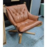 VATNE MOBLER FALCON CHAIR, 83cm H, by Sigurid Russell, tanned leather finish.