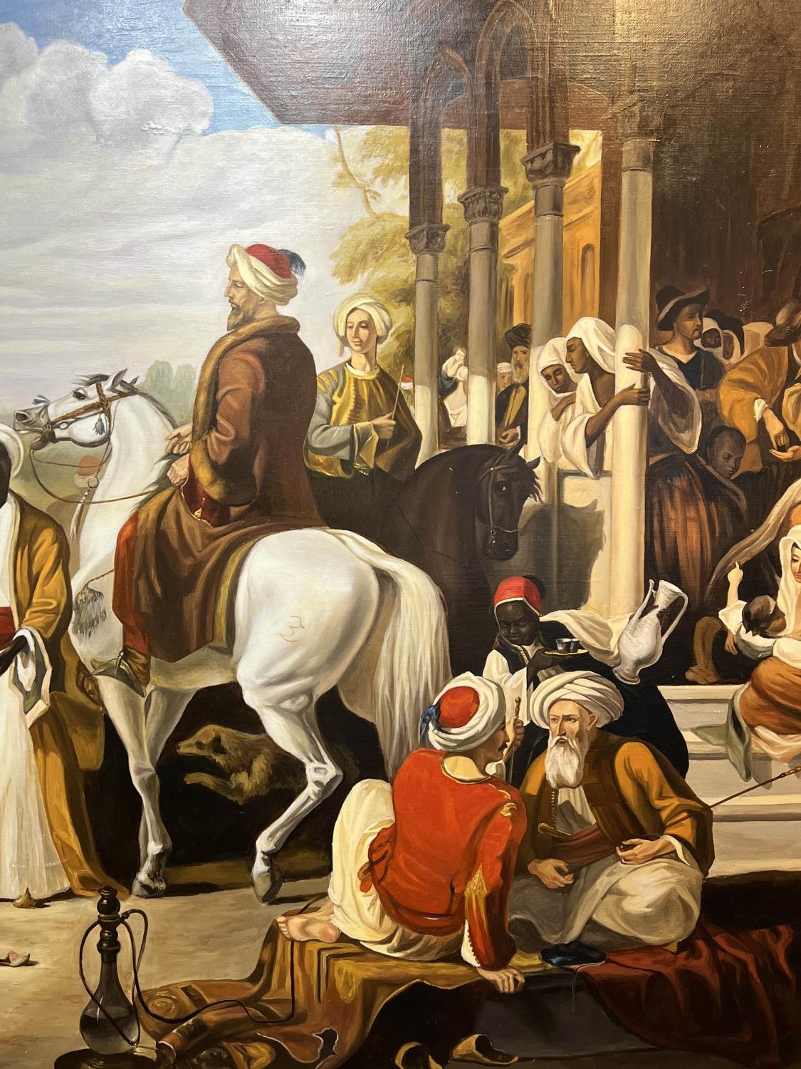 AFTER SIR WILLIAM ALLAN (Scottish 1782-1850), 'Market Scene, Constantinople', oil on canvas, 197cm x - Image 4 of 4