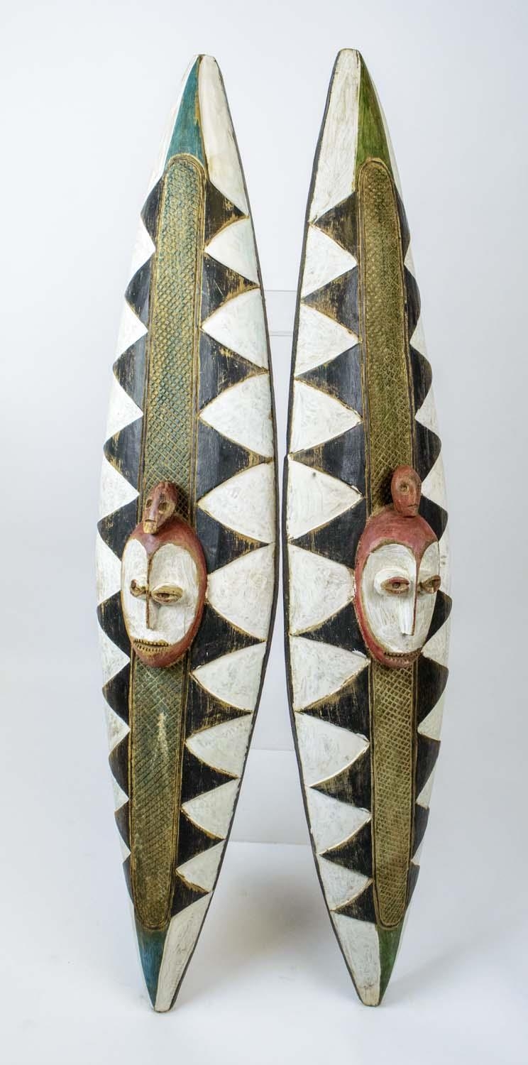 LEGA SHIELD, a pair, D.R. Congo. 135cm x 30cm. (2) - Image 5 of 5