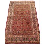 ANTIQUE PERSIAN TEHRAN RUG, 217cm x 140cm.