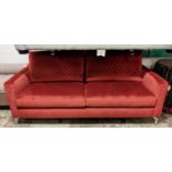 SOFA, 200cm W, 1950s Italian inspired design, red velvet upholstered.