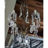 CHANDELIER, 80cm drop, vintage French, four branch, gilt metal with cut glass droplets.