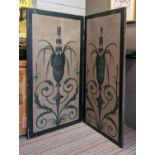 FOLDING SCREEN, 141cm W extended x 144cm H 19th century Neo - Classical design twin fold painted