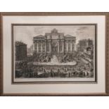 GIOVANI B PIRANESI (1720-1778) 'Trevi Fountain', original etching, 48cm x 71cm, framed.