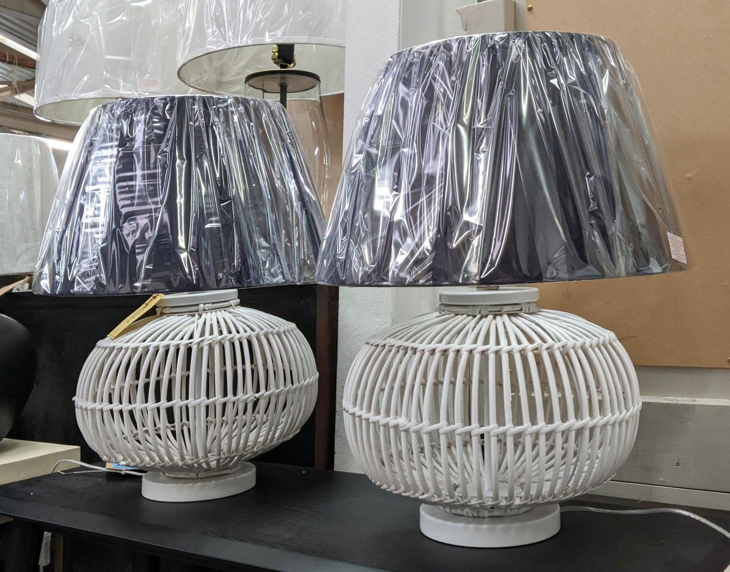 LAUREN RALPH LAUREN HOME TABLE LAMPS, a pair, 61cm H bamboo design, with shades. (2)