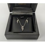 A FIORELLA 18CT WHITE GOLD AND DIAMOND PENDANT NECKLACE AND EARRING SET, contemporary, 40cm / 16