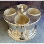 WINE COOLER, 32cm diam. x 23cm, four bottle, Art Deco style, polished metal.