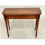 CARD TABLE, George III period satinwood and crossbanded, D shaped foldover and baize lined, 94cm x