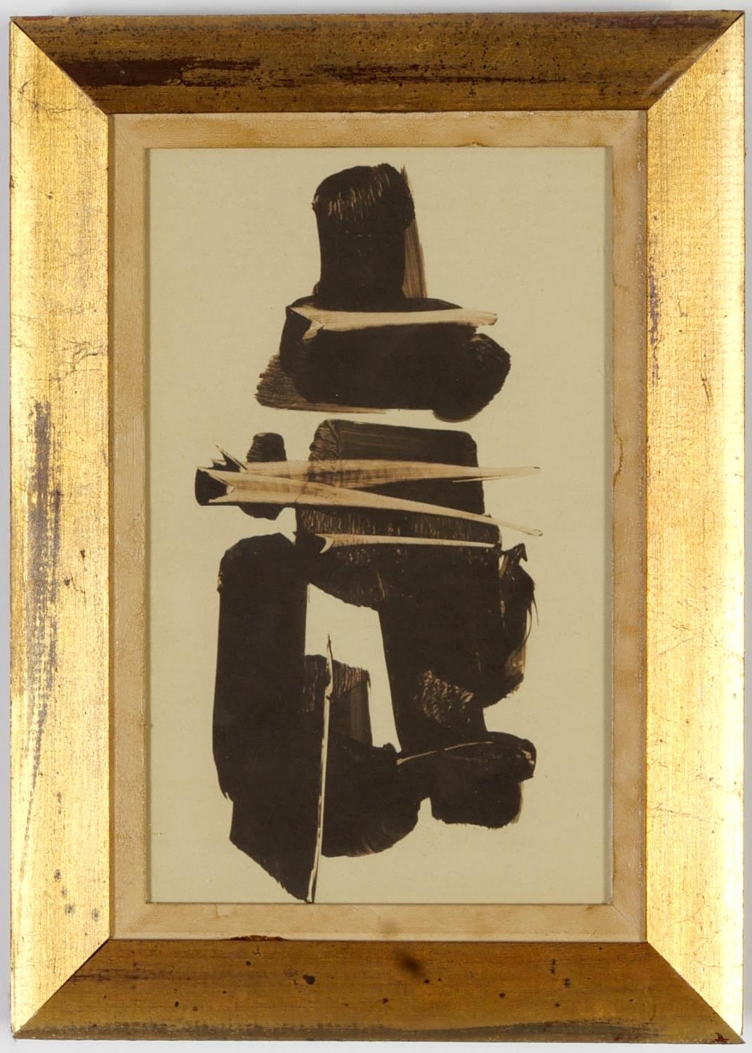 AFTER PIERRE SOULAGES, four offset lithographs, abstract study in walnut wash, vintage frames, - Image 3 of 5