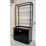 PIERRE VANDEL OPEN DISPLAY CABINET, vintage 1970's French, lacquered metal and glass, 91cm x 45cm