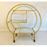 COCKTAIL TROLLEY, 93cm high, 82cm wide, 37cm deep, Art Deco style, mirrored glass shelves, gilt