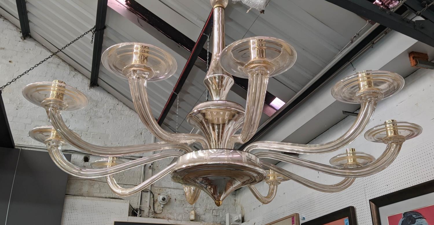 DONGHIA LUNA MURANO GLASS CHANDELIER, in gold dust finish, ten branch, 105cm D x 150cm approx.