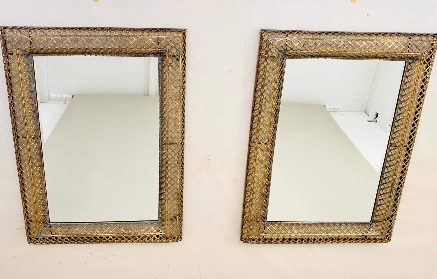 WALL MIRRORS, pair, 100cm H x 70cm W x 6cm D, Regency style, pierced gilt metal frames. (2) - Image 4 of 4