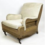 HOWARD STYLE ARMCHAIR, by Van Thiel & Co, deconstructed linen and hessian upholstered, 75cm x 89cm