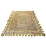 SCALLOPED EDGE JUTE RUG, 315cm x 247cm.