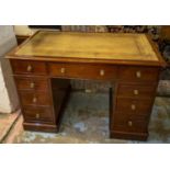 WILLIAM TILLMAN PEDESTAL DESK, 75cm H x 114cm x 74cm, George III style mahogany with leather top