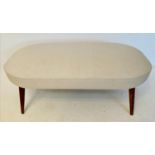 FOOT STOOL, 46cm high, 106cm wide, 54cm deep, 1950's Italian style, neutral linen upholstery.