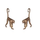 SCULPTURAL MONKEYS, a pair, 82cm high, 55cm long, 25cm wide, gilt finish. (2)