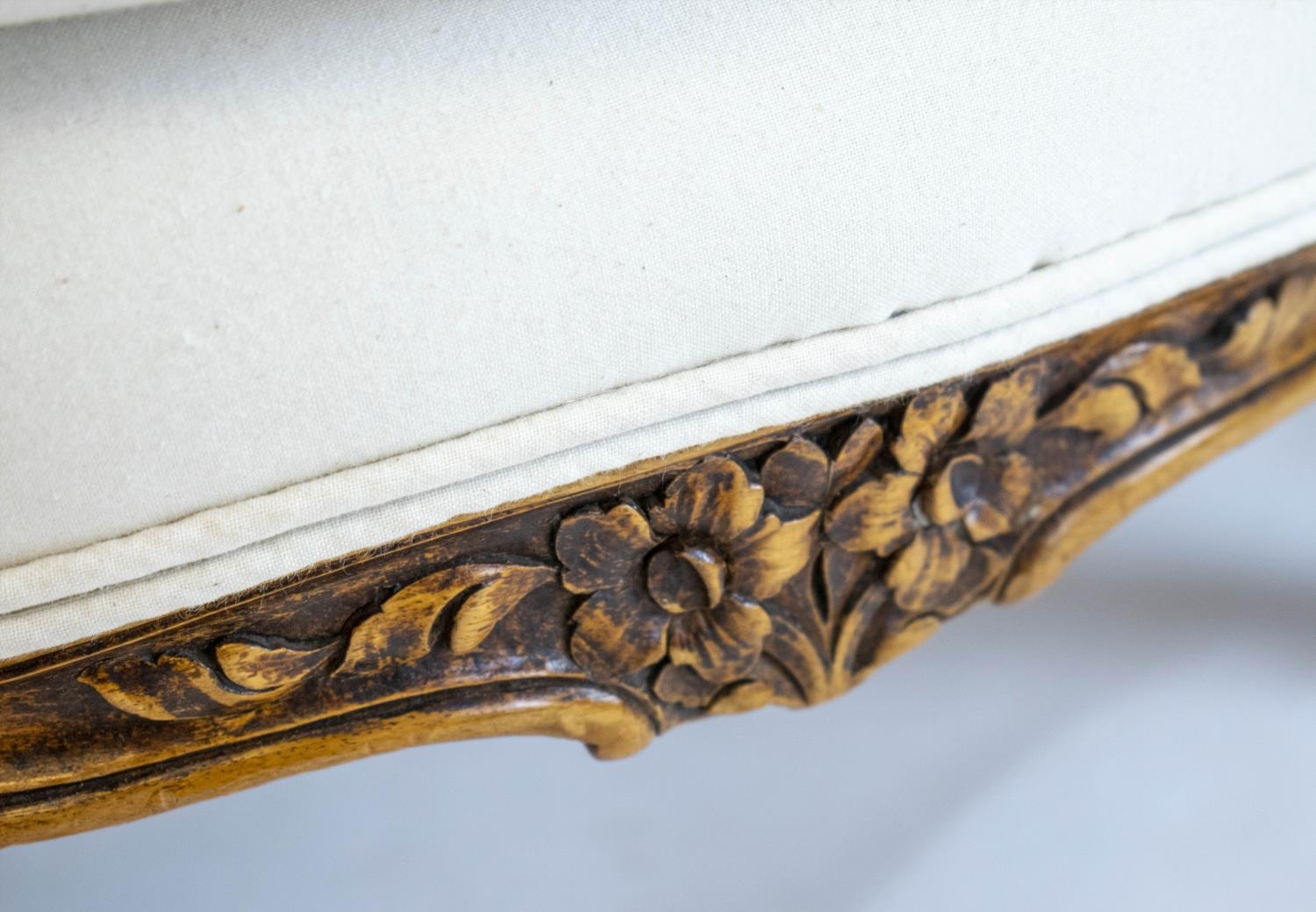 BERGERES, 83cm H x 63cm, a pair, Louis XV style in calico. (2) - Image 5 of 5