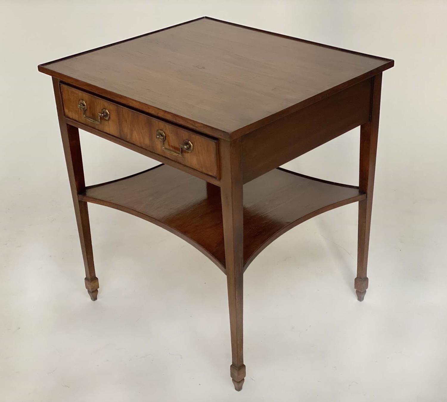 LAMP TABLES, a pair, George III design figured yewwood each with drawer and undertier, 62cm W x 54cm - Image 2 of 6