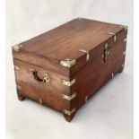 TRUNK, 19th century camphorwood and brass bound with rising lid and carrying handles, 89cm W x