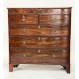 SCOTTISH HALL CHEST, early 19th century figured mahogany of adapted shallow proportions with blind