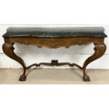 CONSOLE TABLE, 164cm L x 90cm H x 51cm D 20th century Continental walnut framed with a serpentine