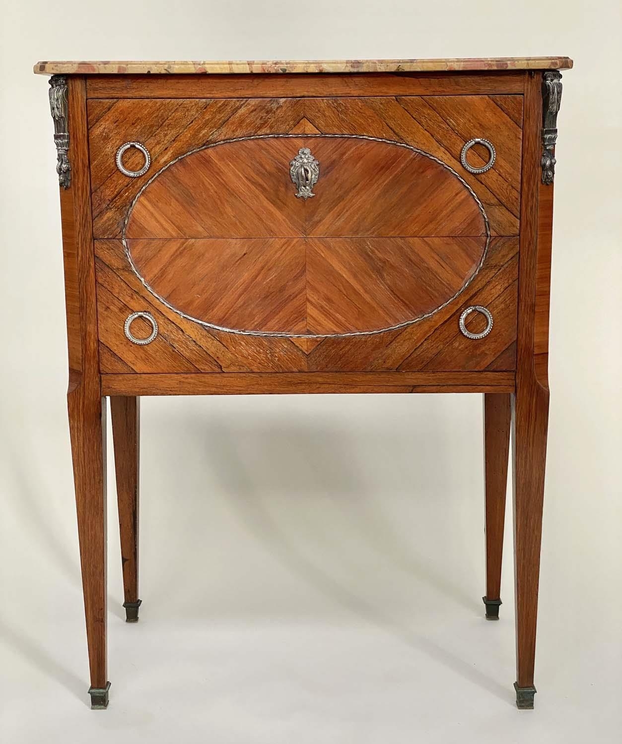 COMMODE, French Louis XVI style kingwood and silver gilt metal mounted with two drawers, 61cm x 34cm - Image 2 of 6