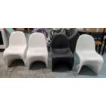 VITRA PANTON CHAIRS, 82cm H, a set of four by Verner Panton, three white and one black. (5)