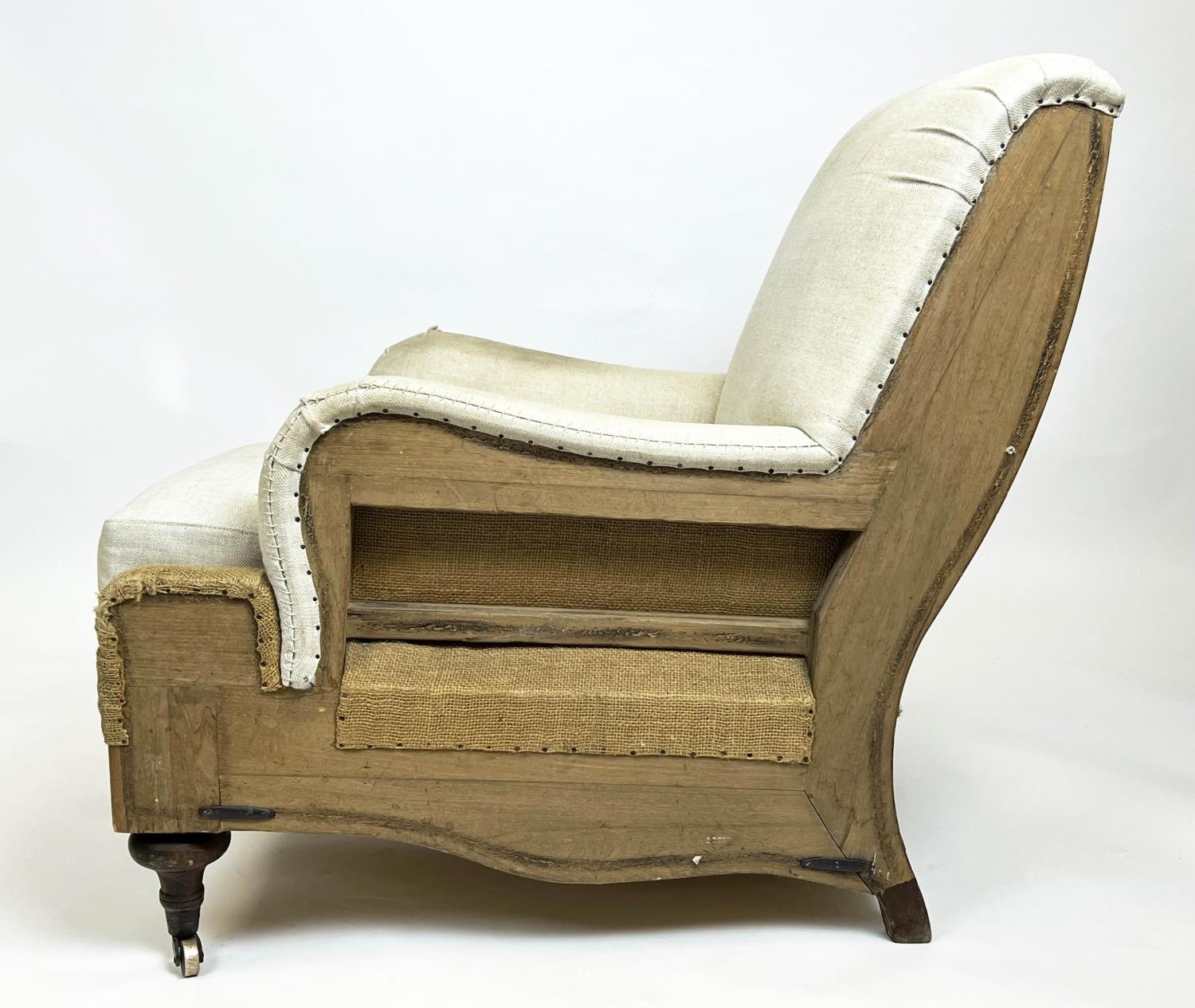 HOWARD STYLE ARMCHAIR, by Van Thiel & Co, deconstructed linen and hessian upholstered, 75cm x 89cm - Image 5 of 5