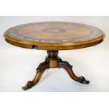 CENTRE TABLE, 70cm H x 135cm D, mid Victorian walnut in the manner of Gillows with circular