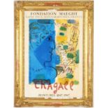 MARC CHAGALL, Peintures Foundation Maeght, rare lithographic poster 1967, vintage French frame, 84cm