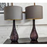 BEST & LLOYD TABLE LAMPS, 87cm H, a pair, with shades. (2)